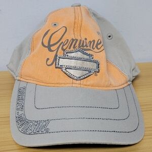 Genuine Harley Davidson Trucker Baseball Cap Orange Grey‎ Rhinestones Hat
